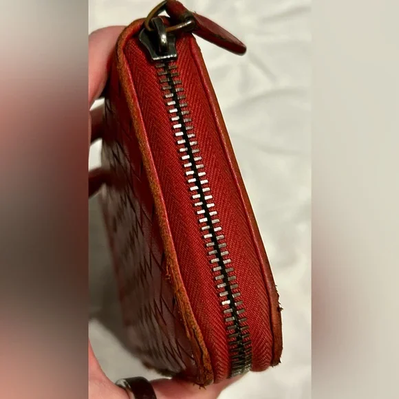 Bottega Veneta Red Woven Leather Clutch